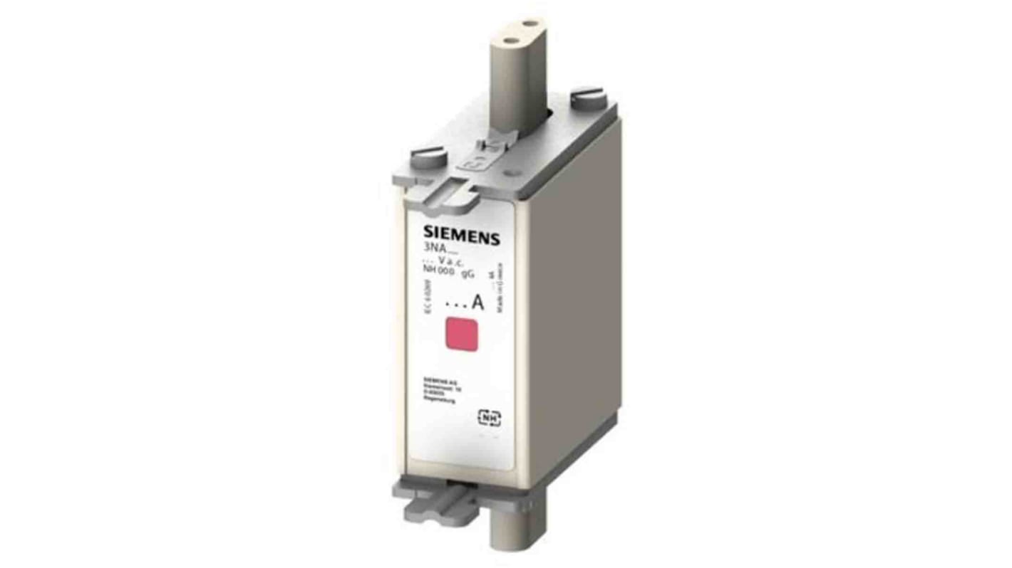 Fusibile con linguette centrate, Siemens, 80A, fusibile NH000 con velocità F, standard IEC 60269, cat. gG 500V ca