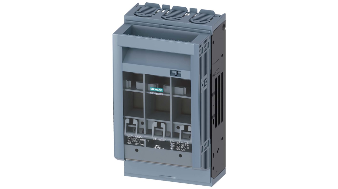 Interruptor seccionador con fusible Siemens, 160A, 3, Fusible NH00, NH00 160A SENTRON 3NP1