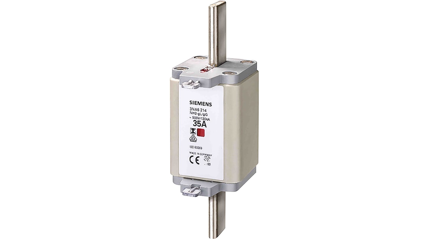 Fusibile con linguette centrate, Siemens, 250A, fusibile NH2 con velocità F, standard IEC 60269, cat. gG 500V ca