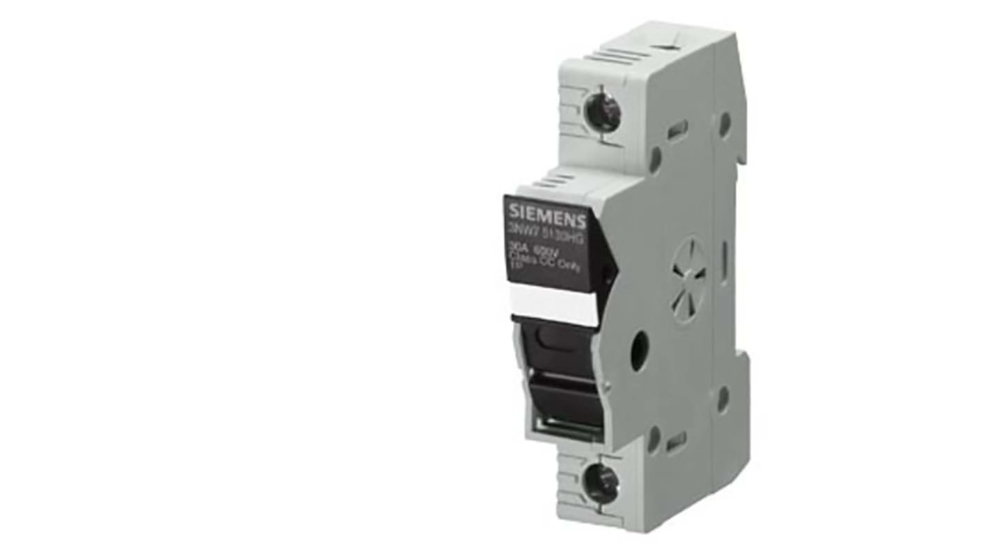 レール取り付けヒューズホルダ Siemens 30A, 600V ac