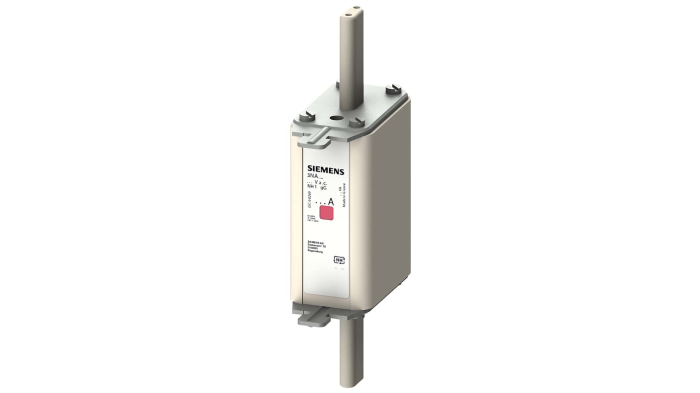 Fusibile con linguette centrate, Siemens, 50A, fusibile NH1 con velocità F, standard IEC 60269, cat. gG 500V ca