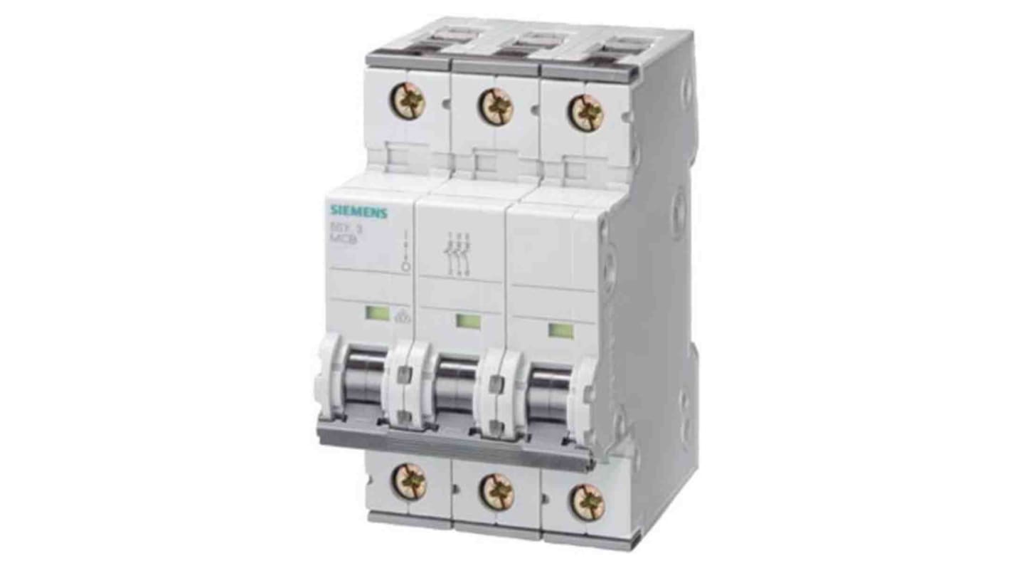 Siemens SENTRON 5SY6 MCB, 3P, 10A Curve C, 6 kA Breaking Capacity