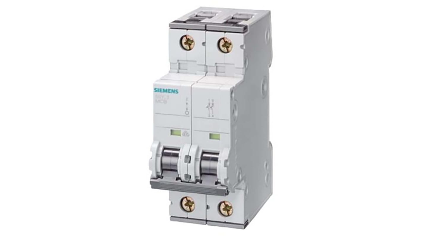 Siemens SENTRON 5SY5 MCB, 2P, 6A Curve B, 10 kA Breaking Capacity