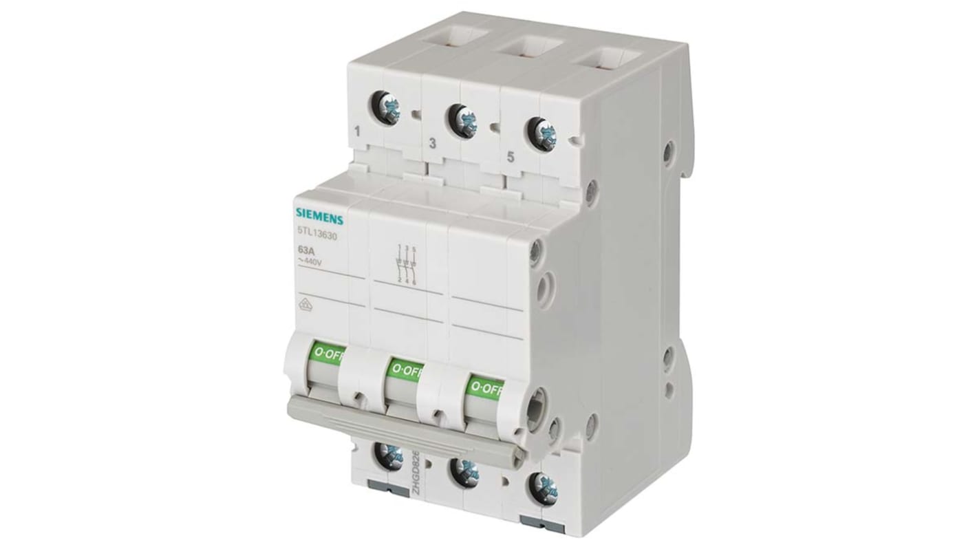 Siemens アイソレータスイッチ 3P極 MAX: 63A, 0.0022kW 5TL1363-0 SENTRON