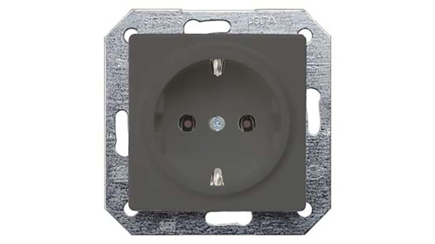 Siemens 1 Gang Electrical Socket, 2 Poles, 16A, Schuko, Indoor Use