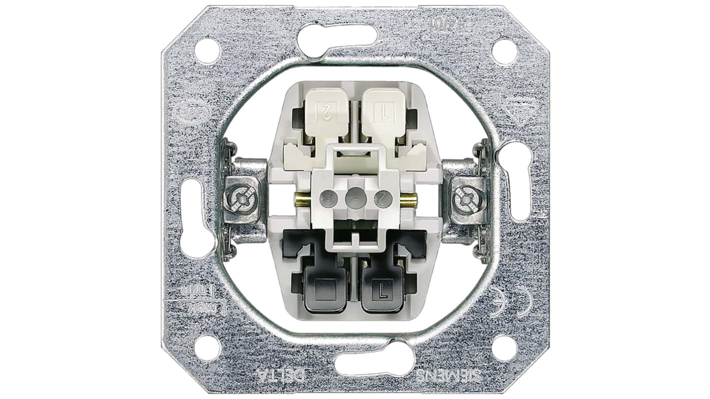 Siemens 5T Lichtschalter, Bündig-Montage IP 20, 1 Wege 10A, 250V, Metall