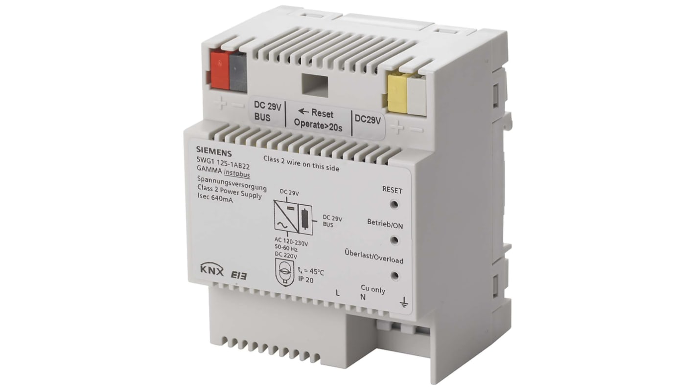 Siemens 5WG DIN Rail Power Supply, 230V ac ac Input, 29V dc dc Output, 640mA Output