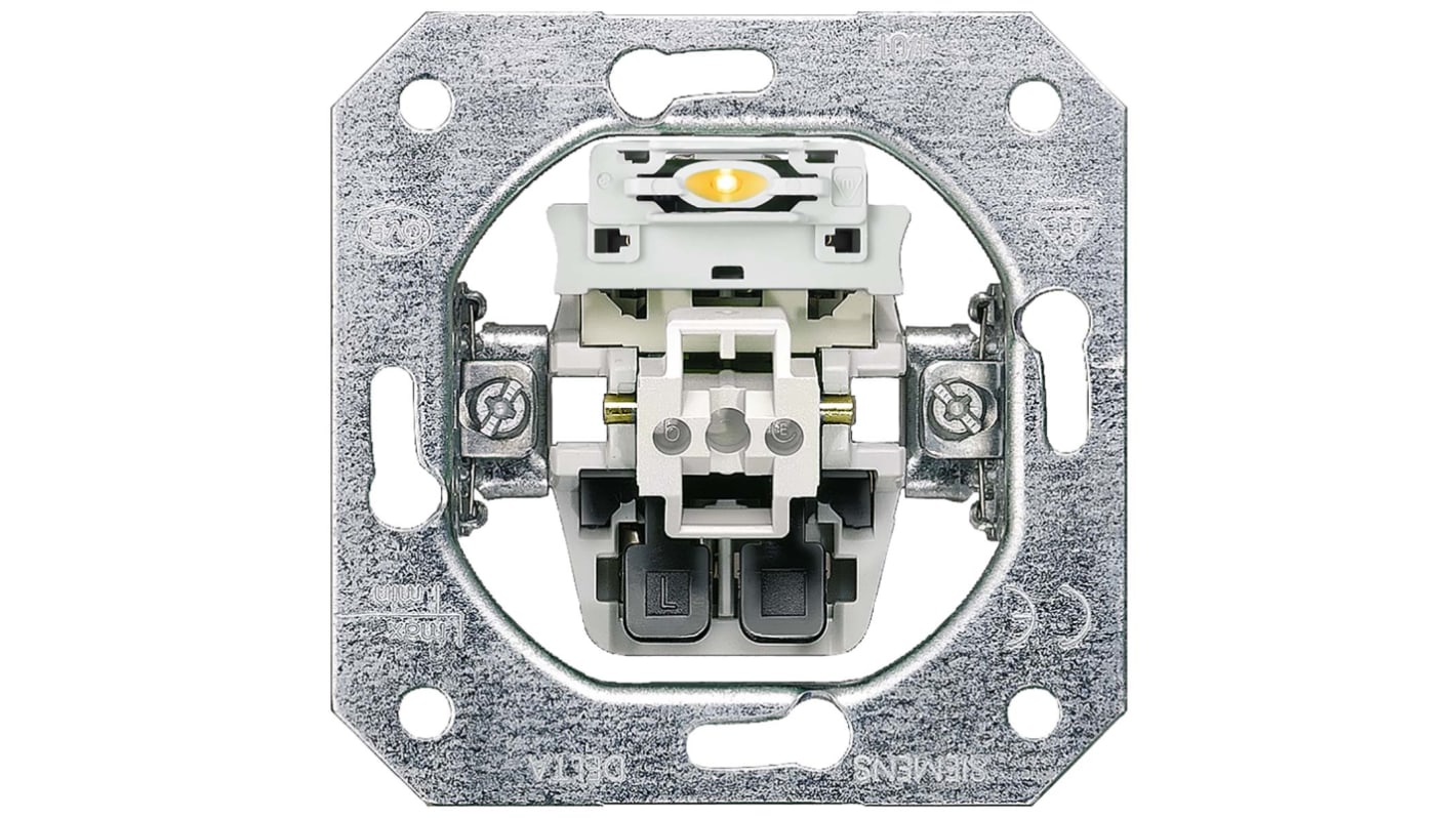 Interruttore luce Siemens serie Delta, 10A, 250V, IP20, Metallo