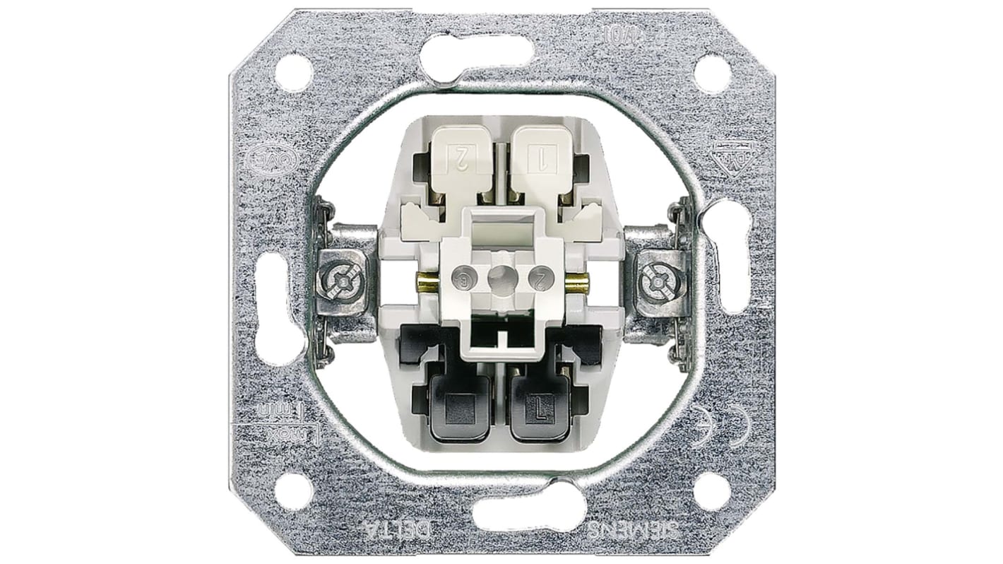 Siemens Delta Lichtschalter, Schraube-Montage IP 20, 1-teilig, 2 Wege 10A, 250V, Metall