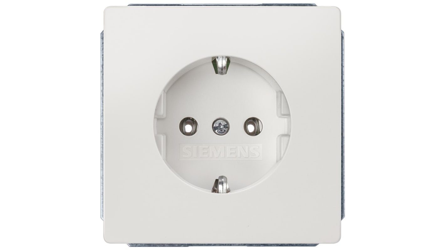 Siemens White 1 Gang Electrical Socket, 2 Poles, 16A, Schuko, Indoor Use