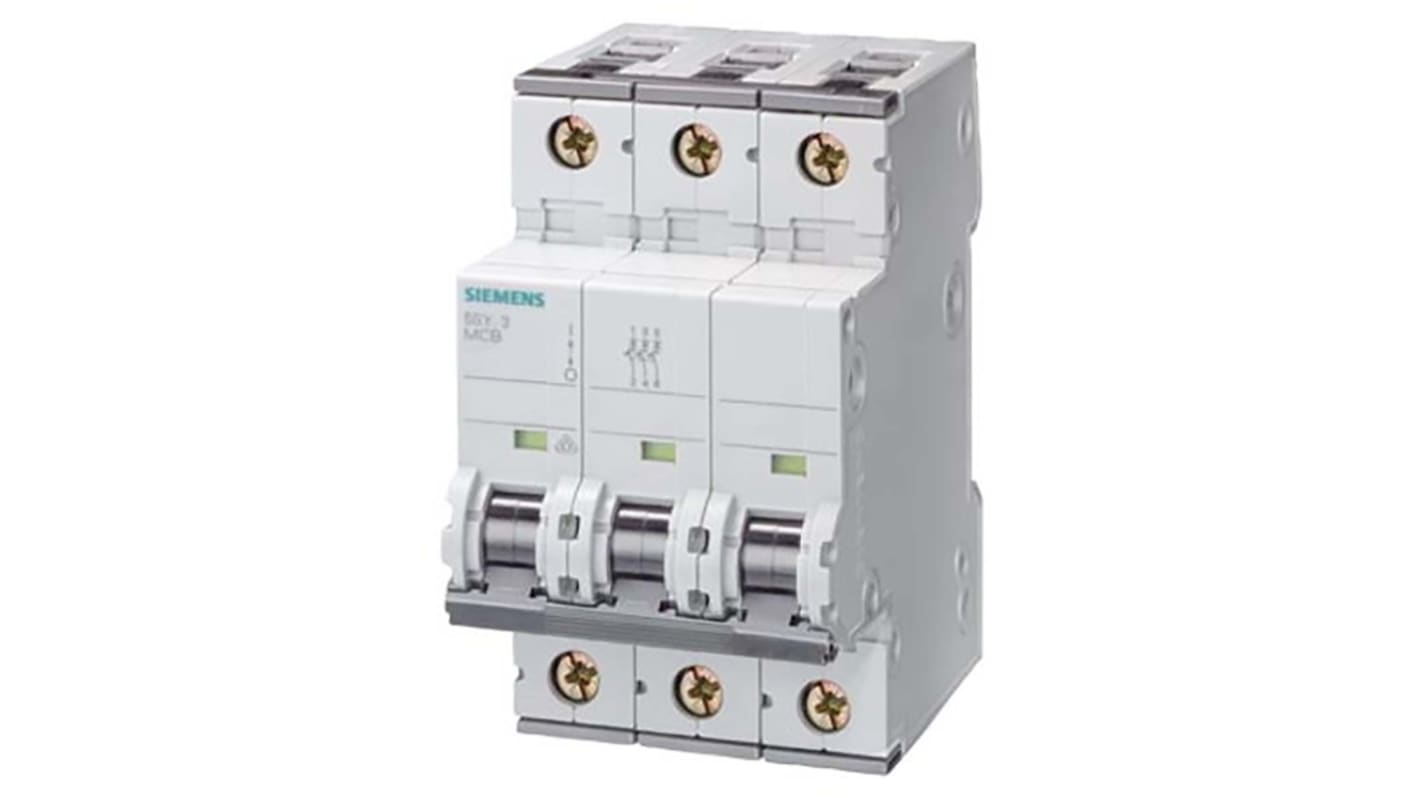 Disjoncteur Siemens 5SY6 3P, 10A, pouvoir de coupure 6 kA, montage rail DIN