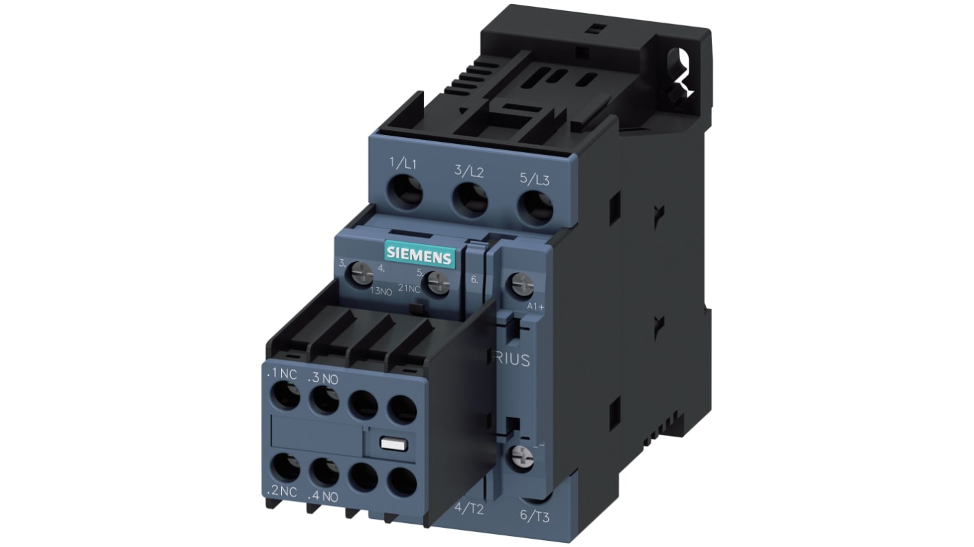 Siemens Reversing Contactor, 24 V dc Coil, 3-Pole, 12 A, 5.5 kW, 2NO + 2NC