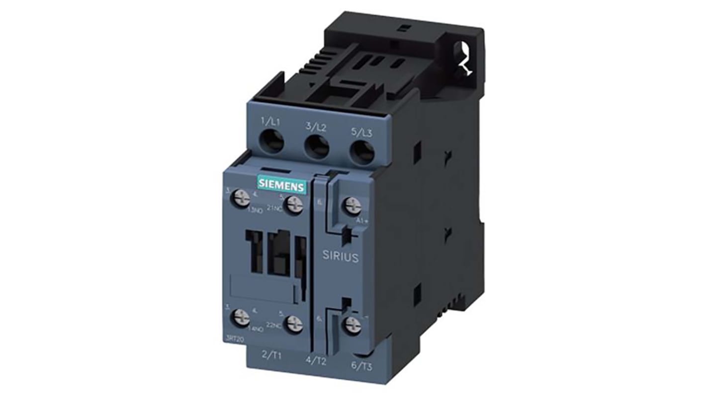 Siemens Reversing Contactor, 24 V dc Coil, 3-Pole, 17 A, 7.5 kW, 1NO + 1NC