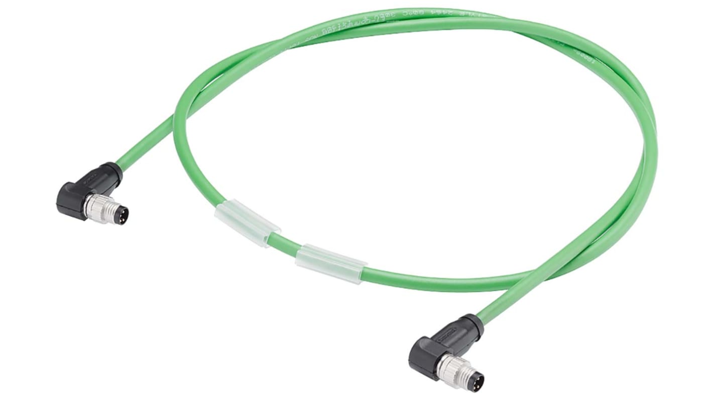 Cable de bus Siemens, con. A M8 Macho, 4 polos, con. B M8 Macho, 4 polos, long. 300mm, IP65, IP67