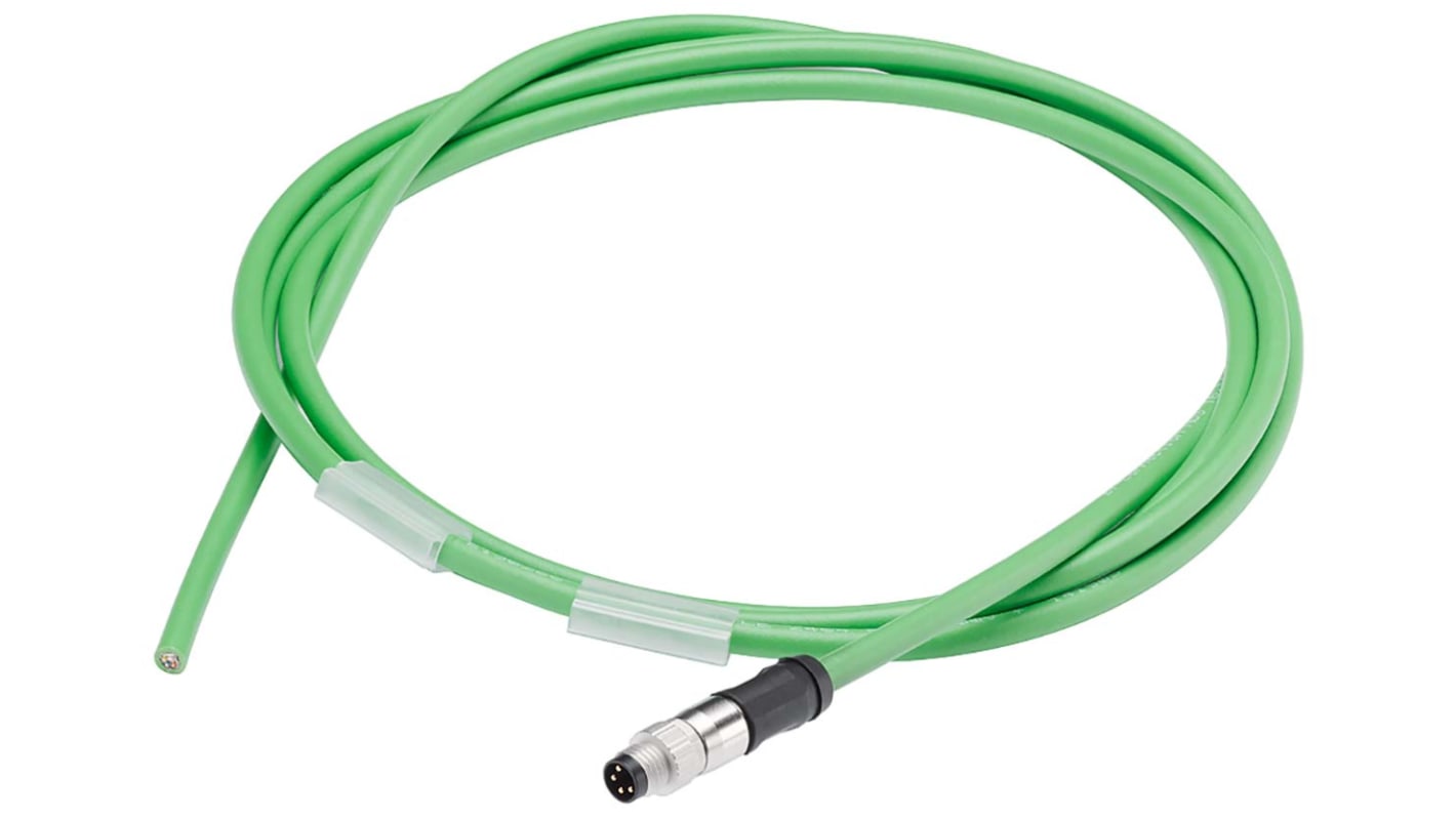 Cable de bus Siemens, con. A M8 Macho, 4 polos, con. B Sin terminación, long. 15m, IP65, IP67