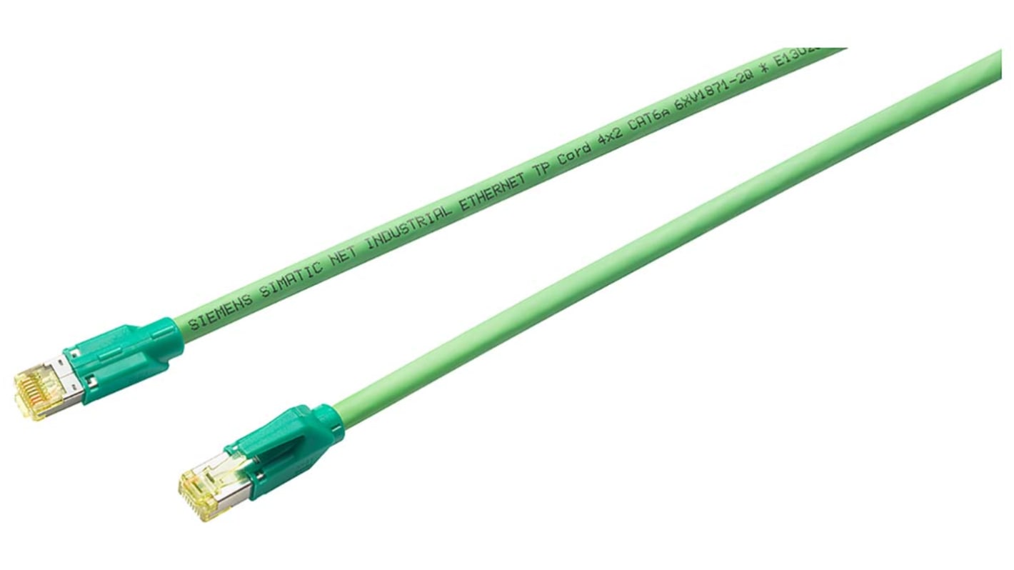 Siemens Cat6a Male RJ45 to Male RJ45 Ethernet Cable, Green, 10m