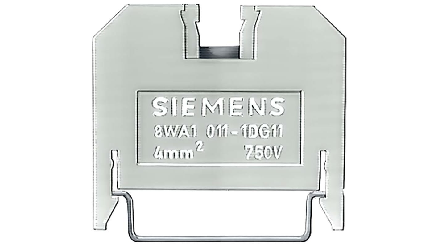 Bloc de jonction rail DIN sans fusible Siemens 8WA, A visser, Bleu