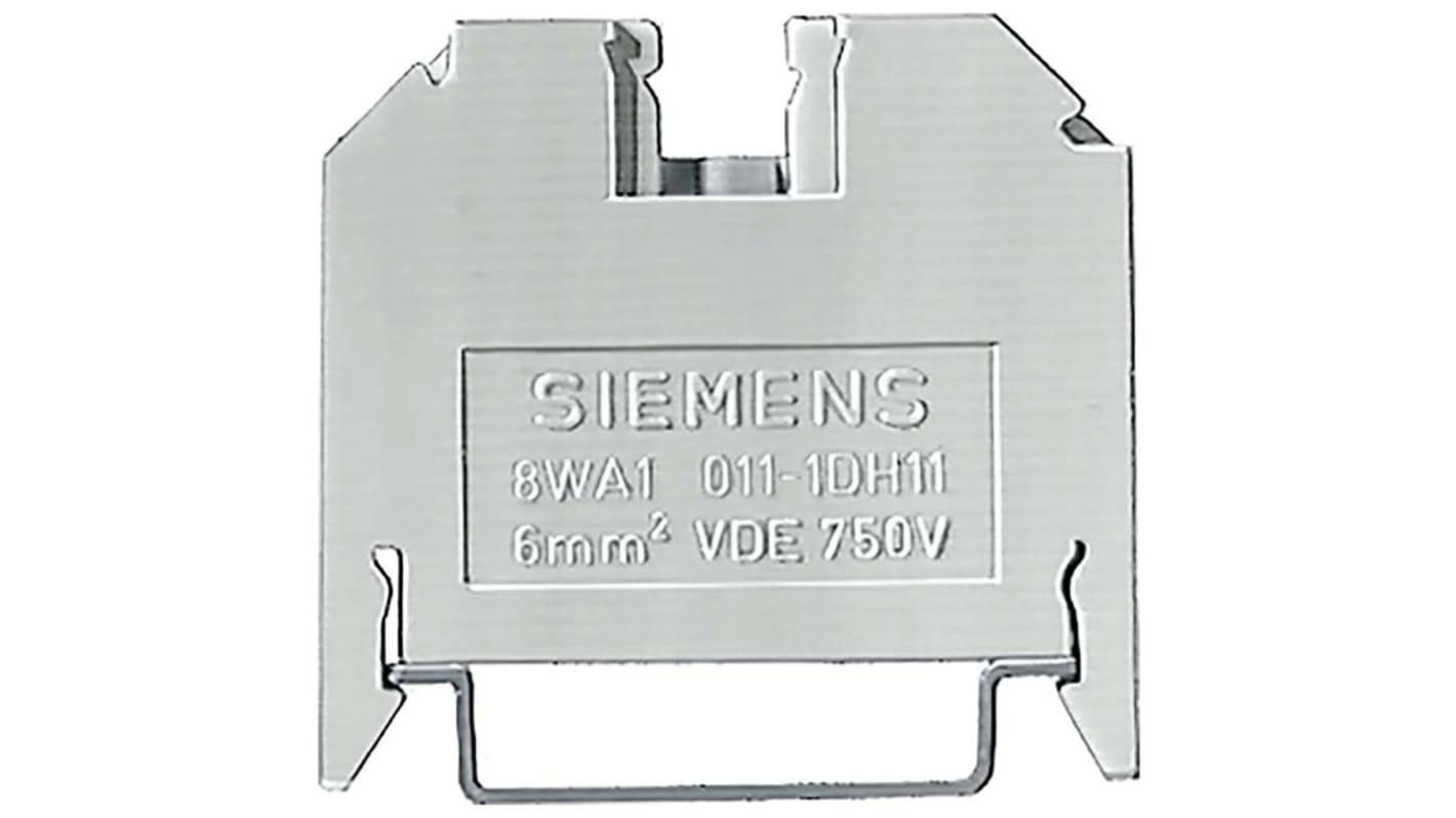 Bloc de jonction rail DIN sans fusible Siemens 8WA, A visser, Bleu