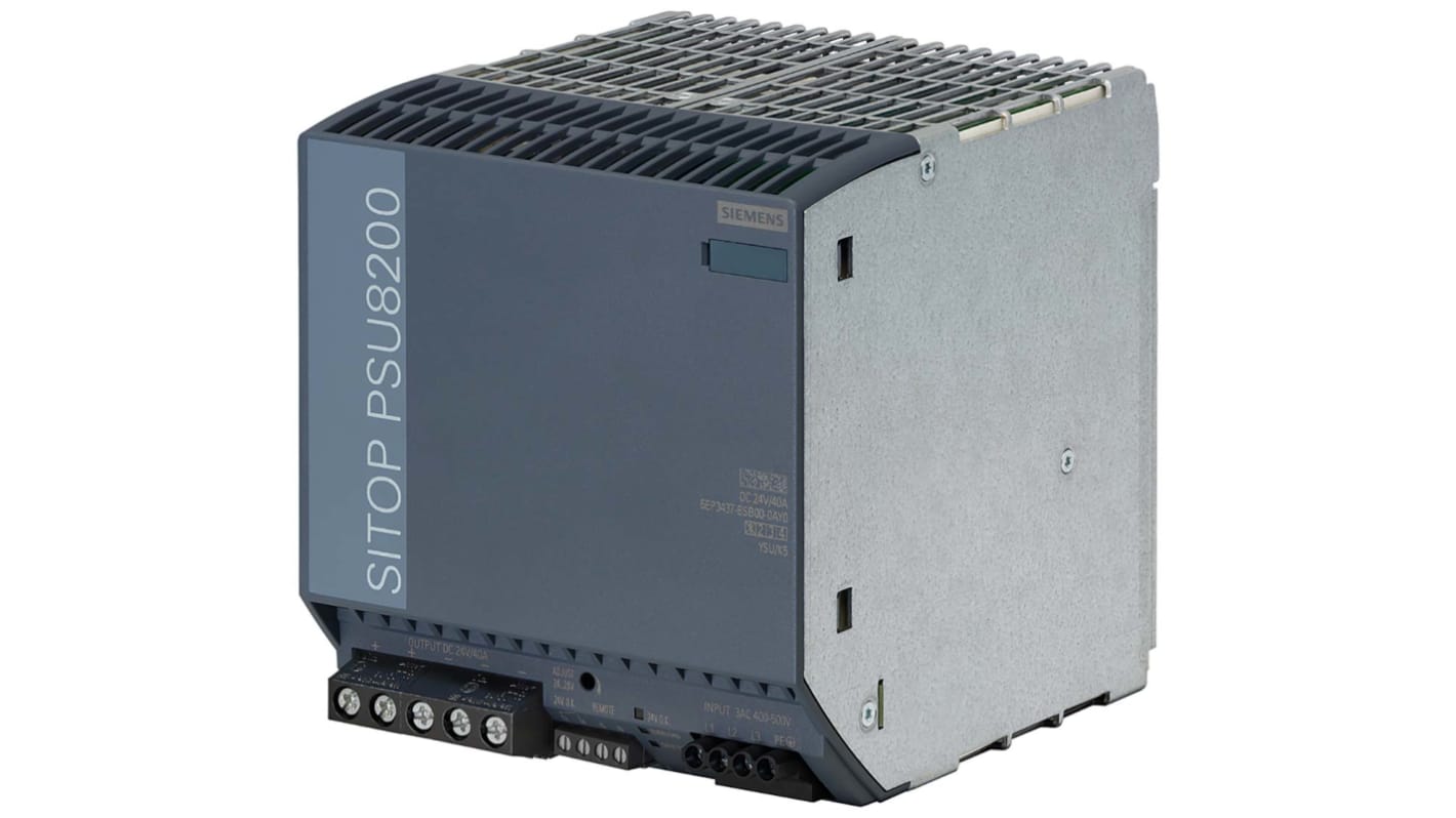 Siemens SITOP PSU8200 Switched Mode DIN Rail Power Supply, 500V ac ac Input, 24V dc dc Output, 40A Output, 960W