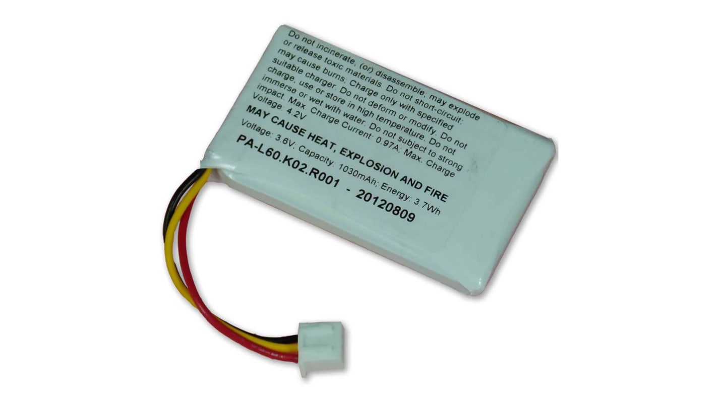 RF Solutions 3.7 V Lithium-Ion Lithium Rechargeable Battery, 980 mAH - Pack of 1