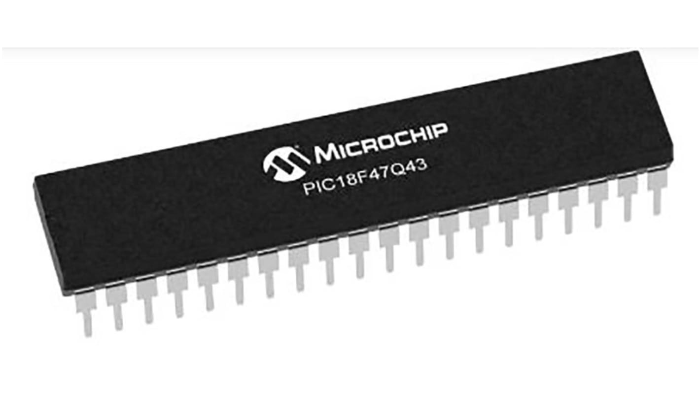 Microchip PIC18F47Q43-I/P, 8bit PIC Microcontroller, PIC18, 32MHz, 128 kB Flash, 40-Pin PDIP