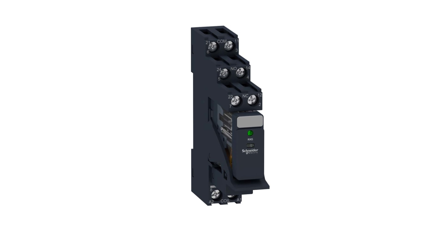 Relé modular Schneider Electric Harmony Relay RXG, DPDT, 230V ac, 5A, para carril DIN