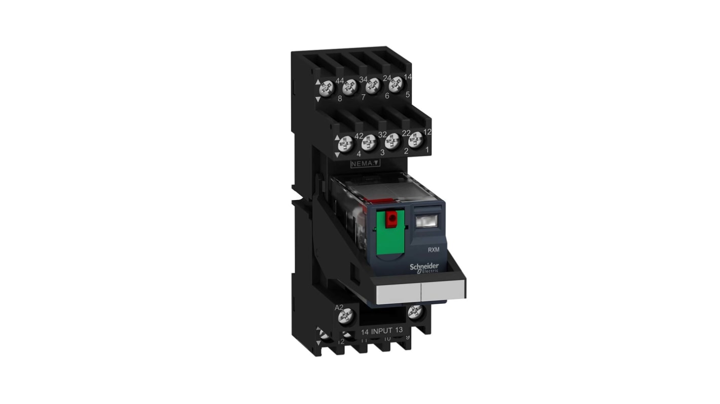 Schneider Electric Harmony Relay RXM Series Interface Relay, DIN Rail Mount, 24V ac Coil, 4PDT, 4-Pole