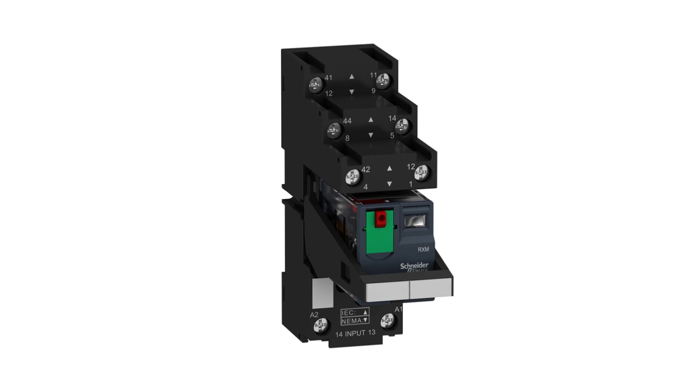 Relé modular Schneider Electric Harmony Relay RXM, DPDT, 24V ac, para carril DIN