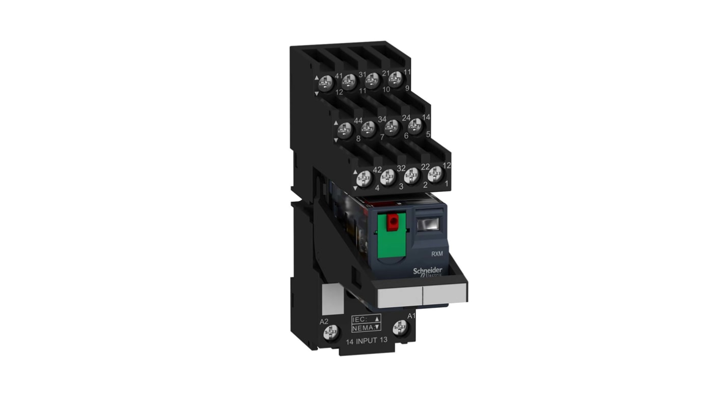 Relé modular Schneider Electric Harmony Relay RXM, 4PDT, 230V ac, para carril DIN