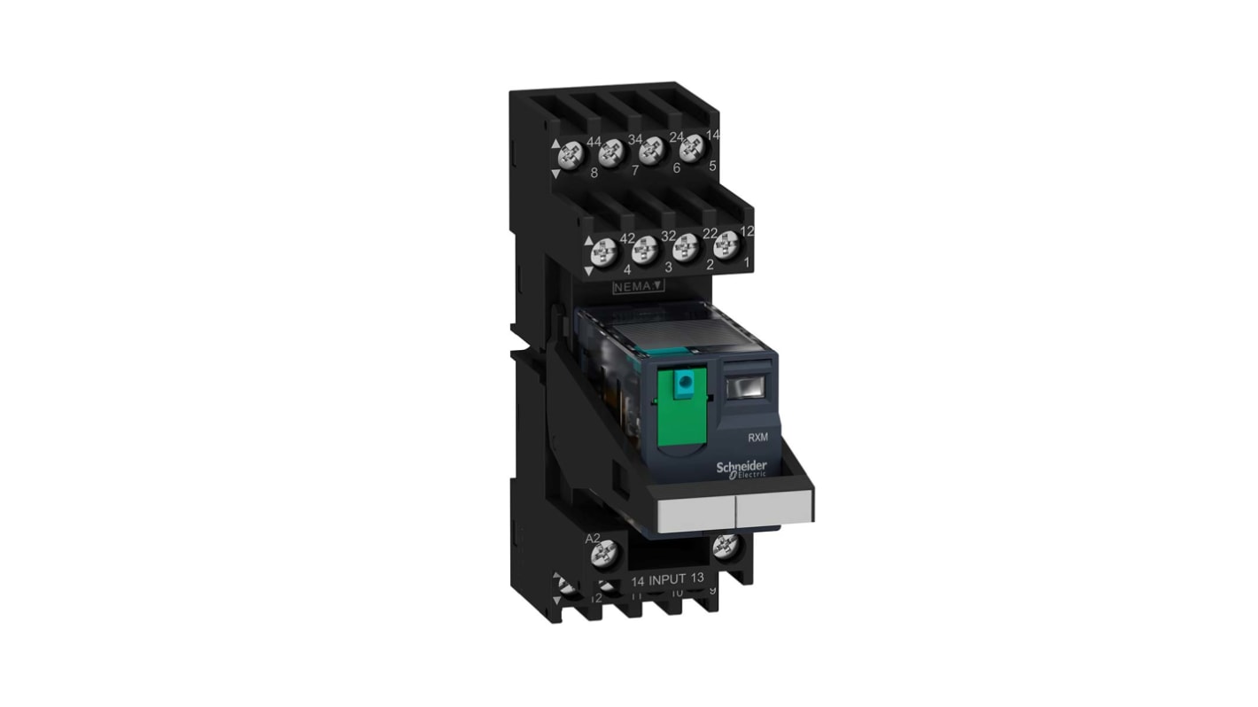 Schneider Electric Harmony Relay RXM Series Interface Relay, DIN Rail Mount, 24V dc Coil, DPDT, 2-Pole