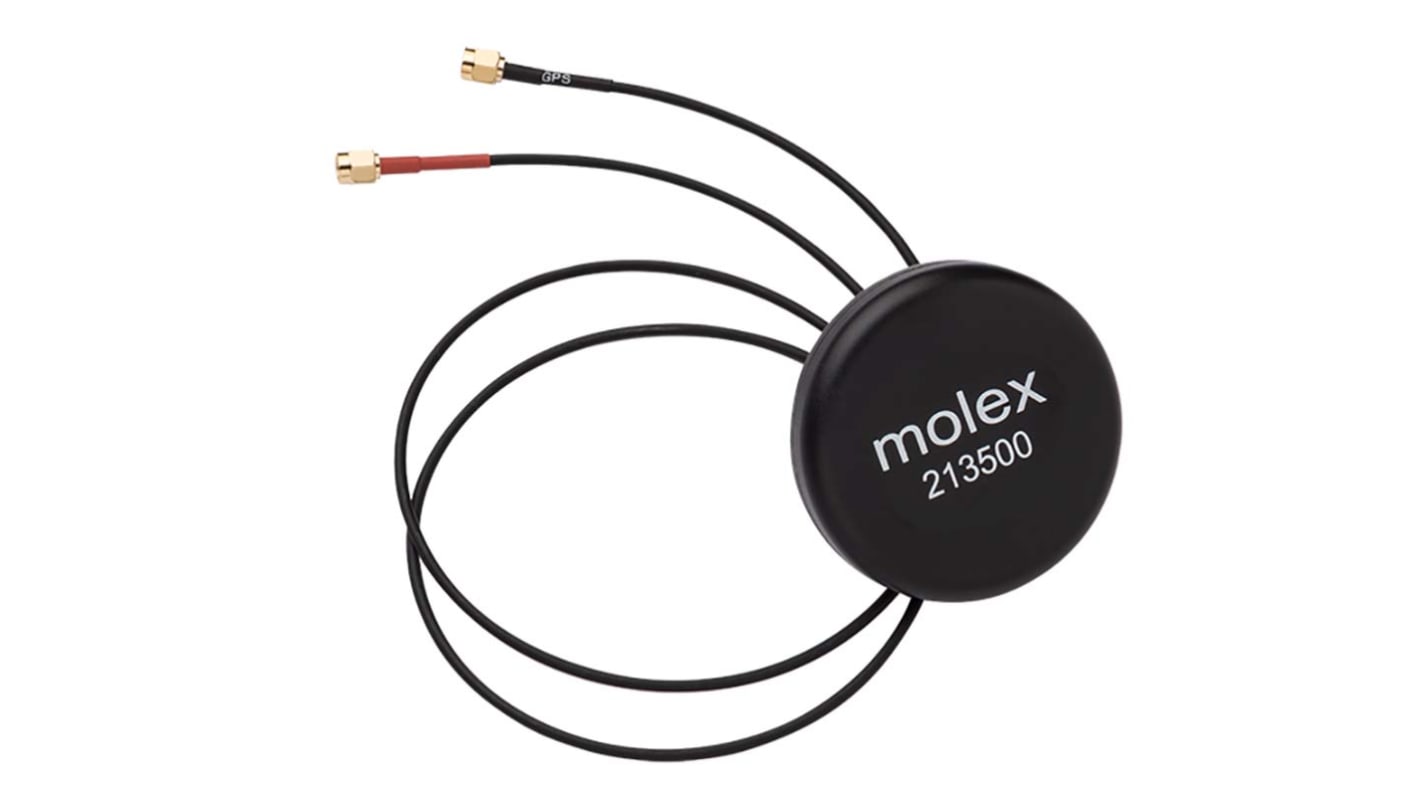 Anténa GPS Všesměrový 213500-0500 Průchozí otvor/šroubení Puk Molex 3.73dBi