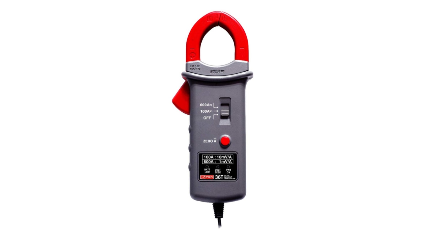 RS PRO Multimeter Current Clamp Adapter, 600A dc DC Max, AC/DC Adapter, 600A ac AC Max - UKAS Calibrated