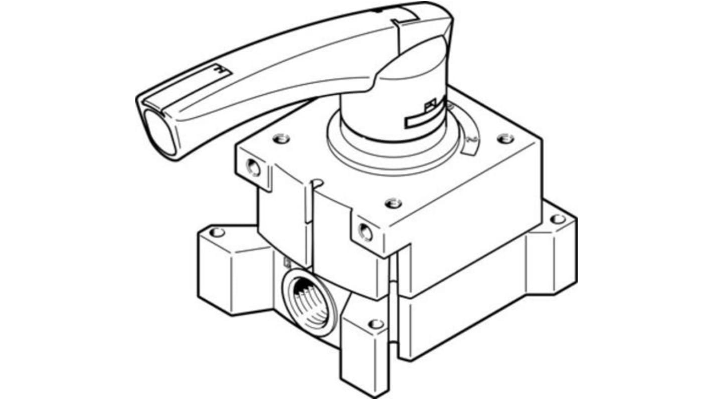 Festo Vher Pneumatik-Steuerventil, manuell, 4/3 Exhausted, G1/2, 1/2