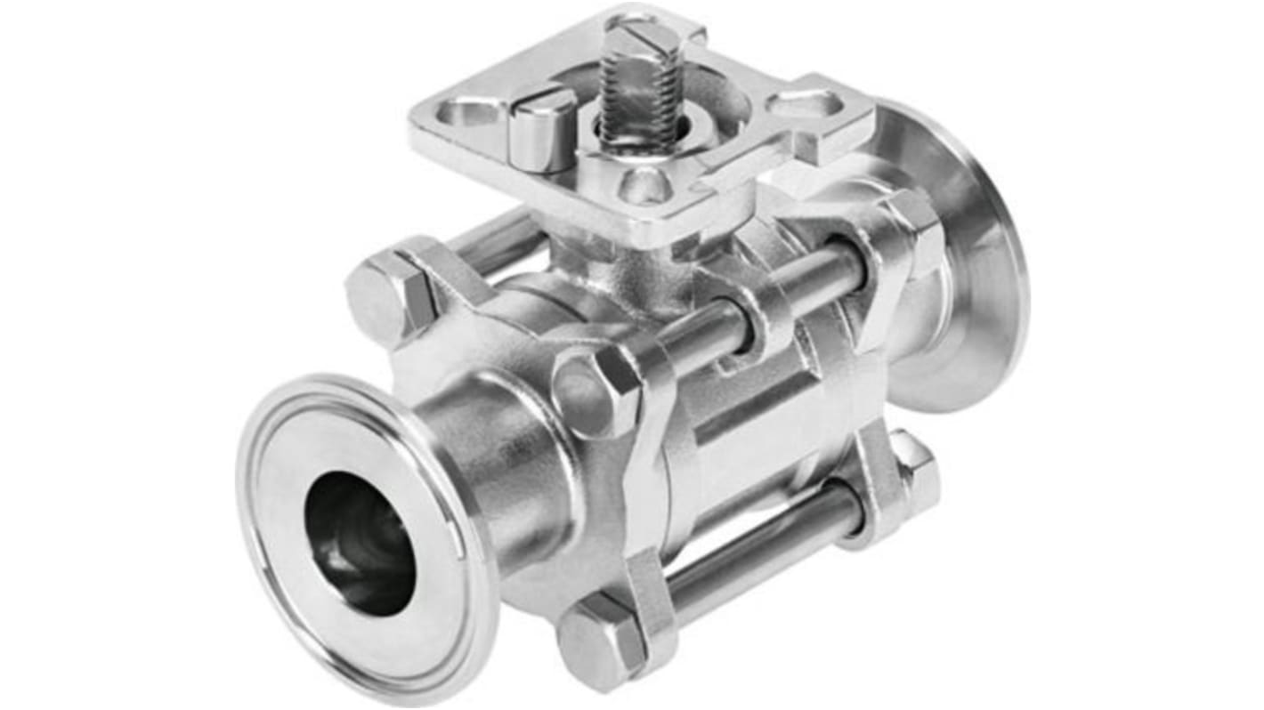 Válvula de bola, Festo, VZBD-1/2-S1-16-T-2-F0304-V14V14, Acero inoxidable, 15mm