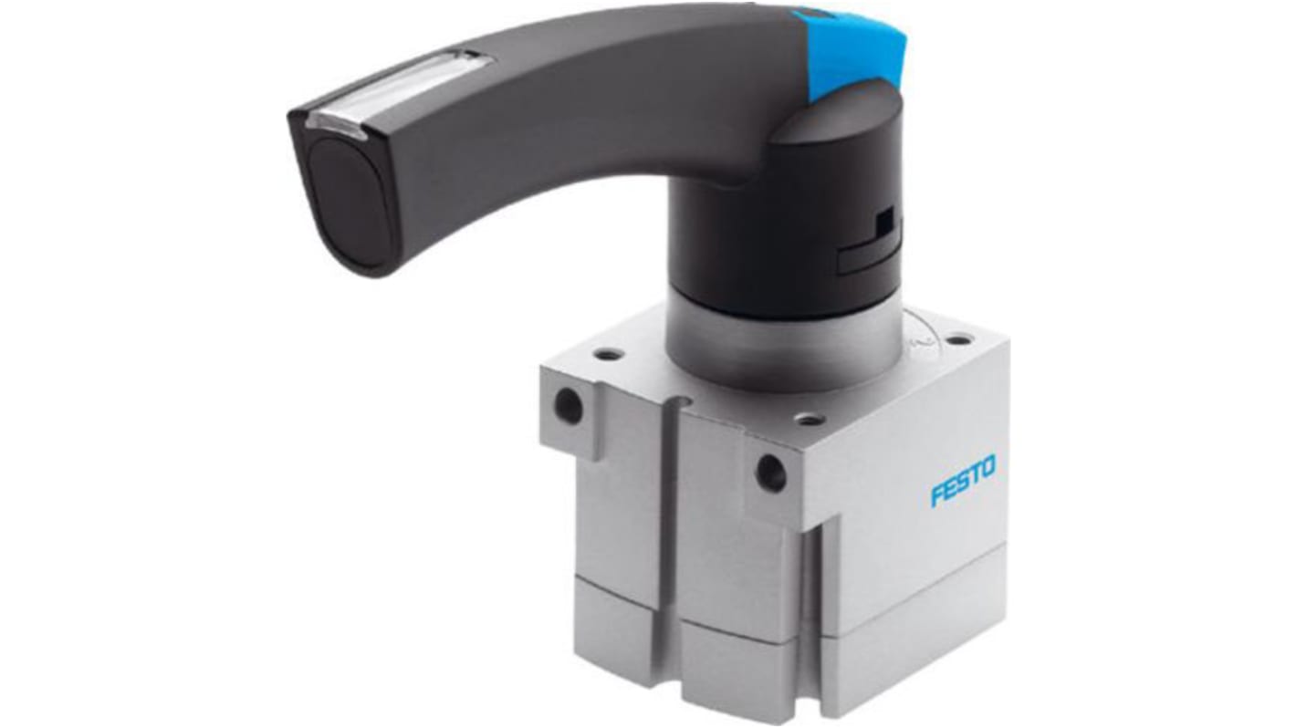 Festo Rod Lever 4/3-Way Exhausted Pneumatic Manual Control Valve VHER Series, G 1/8, 1/8, 3488217