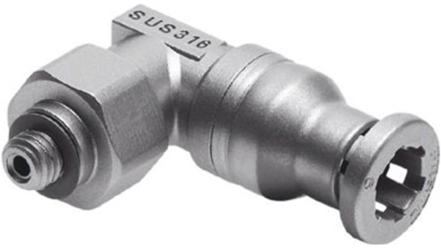 Festo CRQSL Series Elbow Threaded Adaptor, M5 Male to Push In 6 mm, Threaded Connection Style, 162871