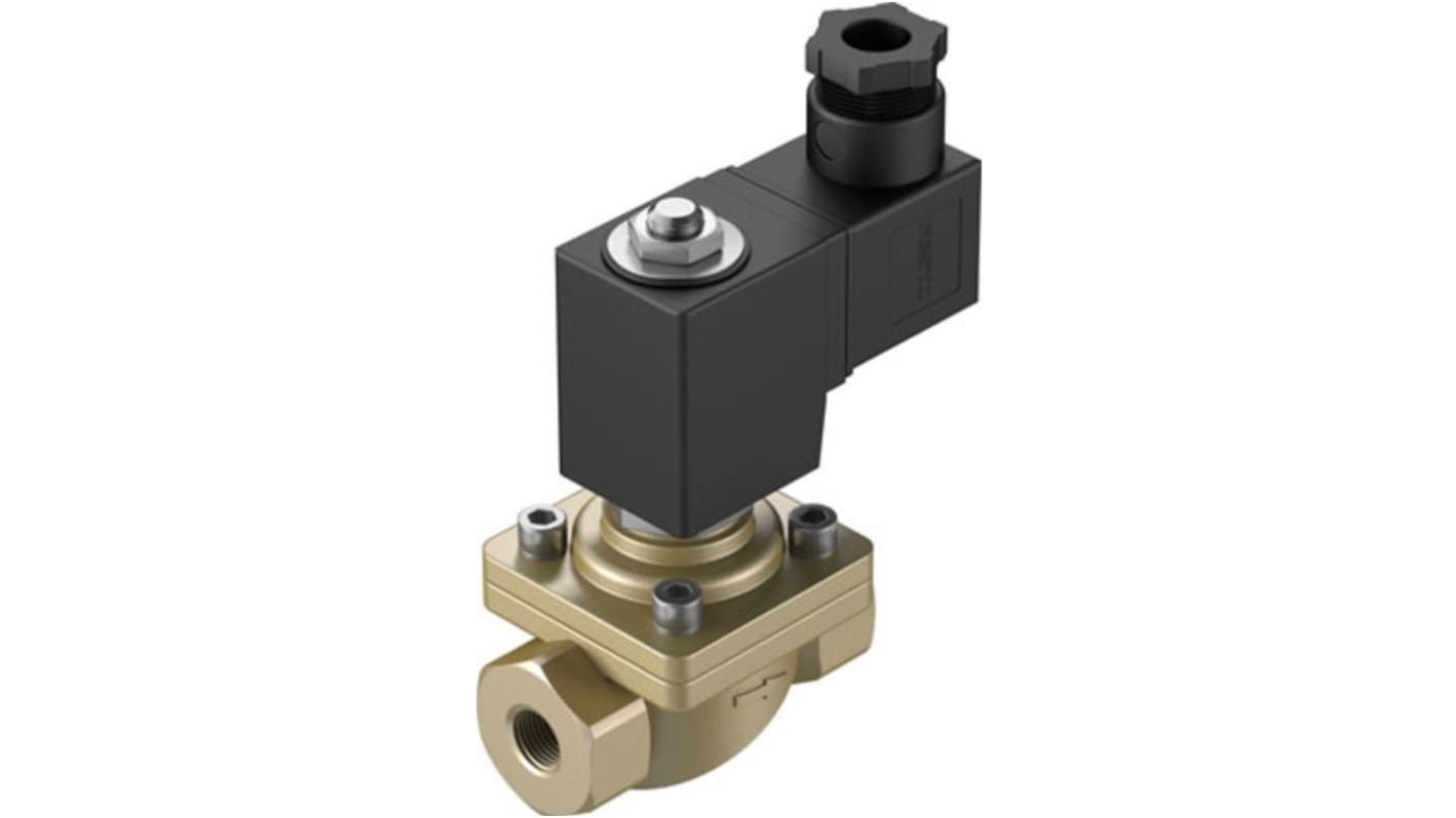 Festo 2/2 Closed, Monostable Pneumatic Solenoid/Pilot-Operated Control Valve - Electrical NPT 1/4 VZWF Series, 1492366