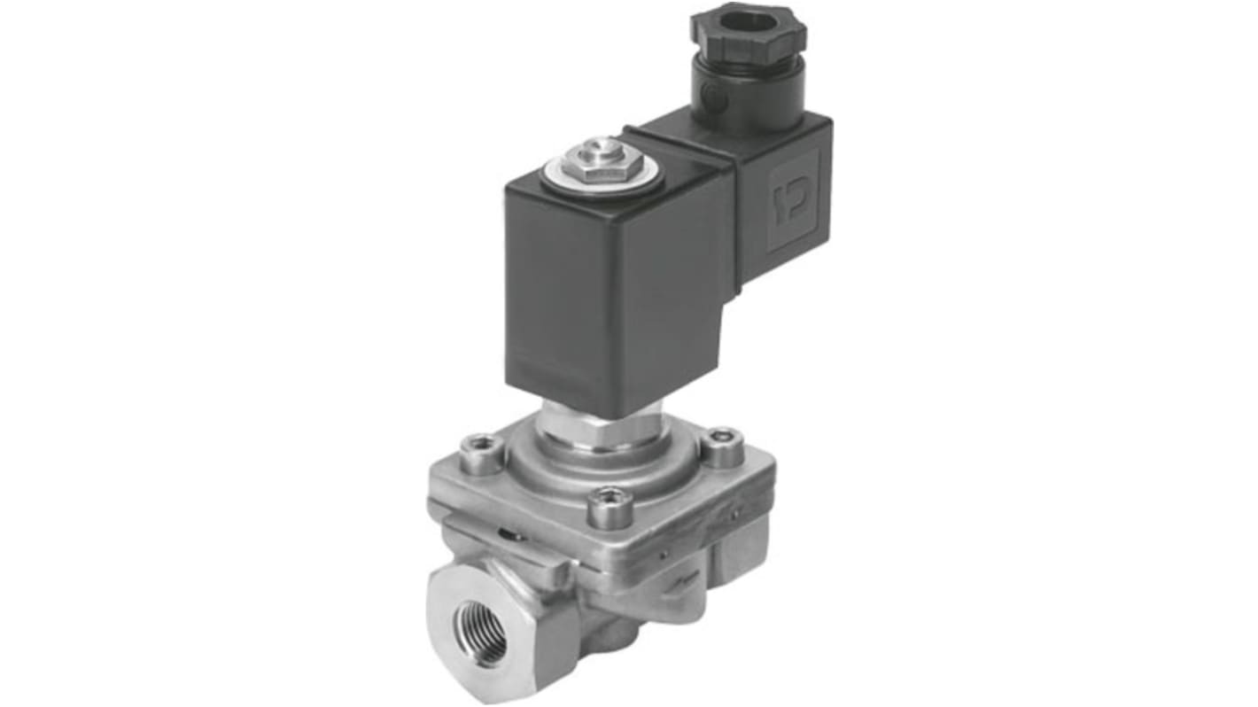 Festo 2/2 Closed, Monostable Pneumatic Solenoid/Pilot-Operated Control Valve - Electrical NPT 1/4 VZWF Series, 1492294