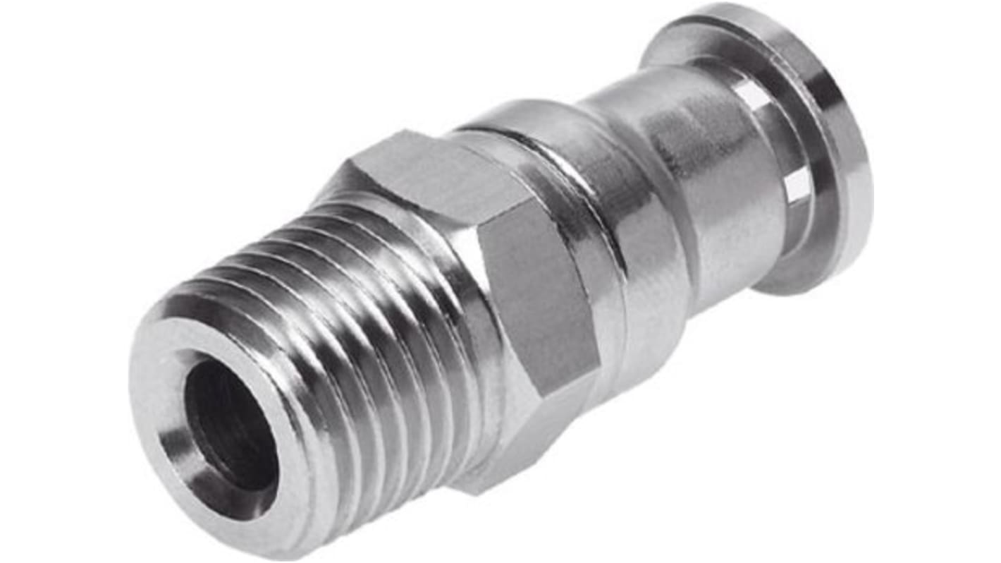 Festo Straight Threaded Adaptor, R 3/8 Male to Push In 10 mm, Threaded-to-Tube Connection Style, 162866