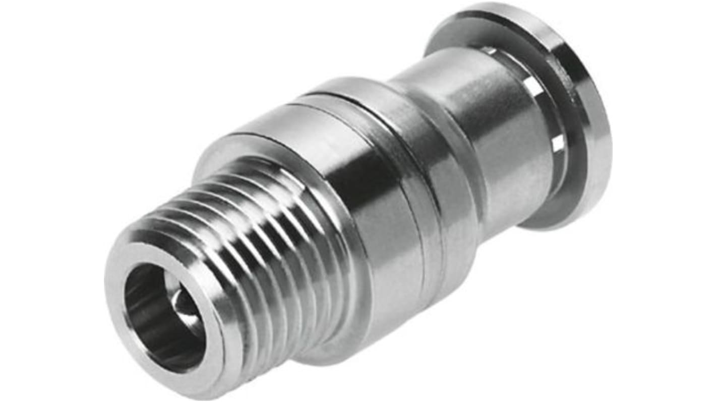 Festo Straight Threaded Adaptor, R 3/8 Male to Push In 10 mm, Threaded-to-Tube Connection Style, 132334