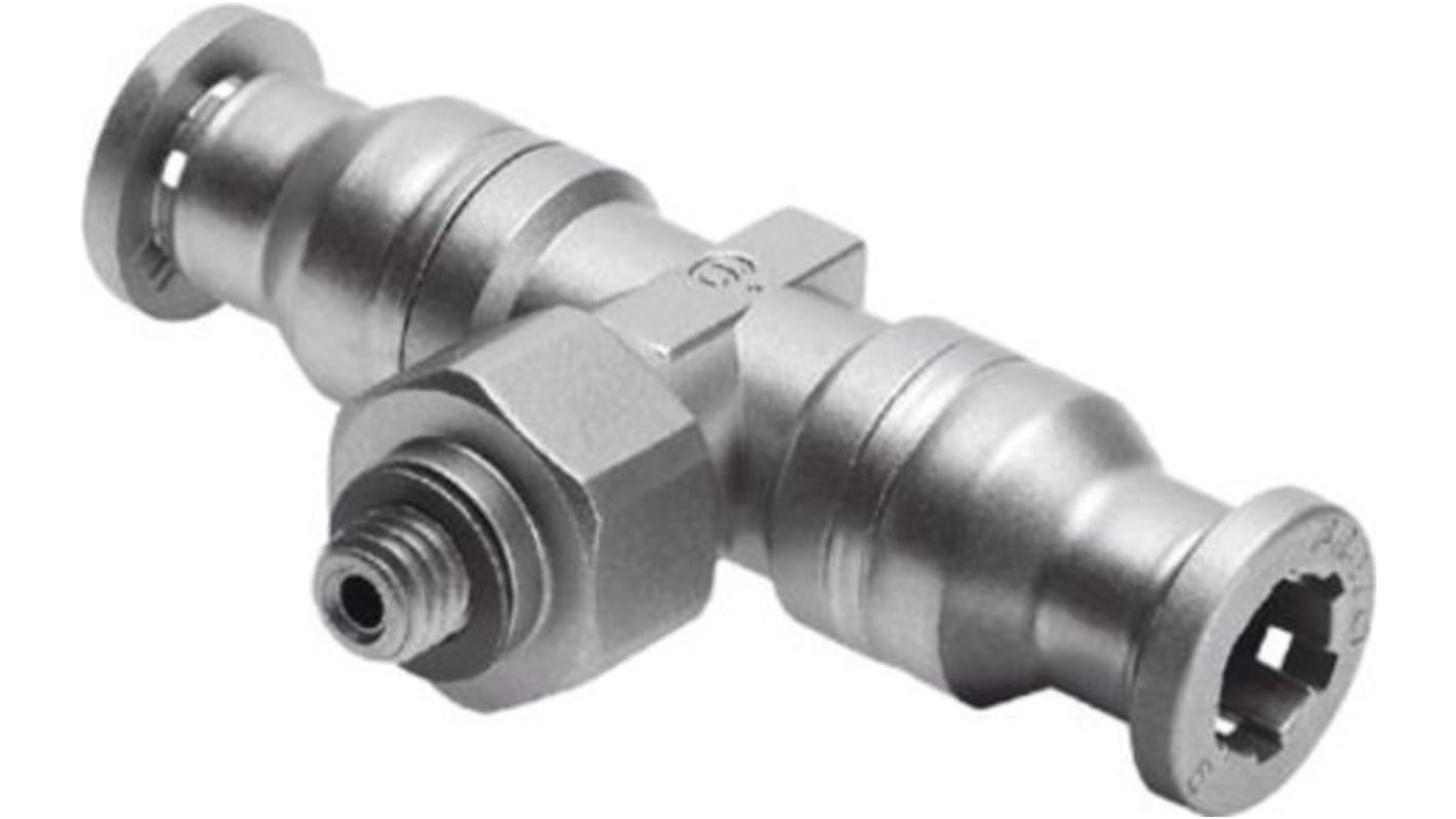 Festo Tee Threaded Adaptor, Push In 6 mm to Push In 6 mm, Threaded-to-Tube Connection Style, 164201