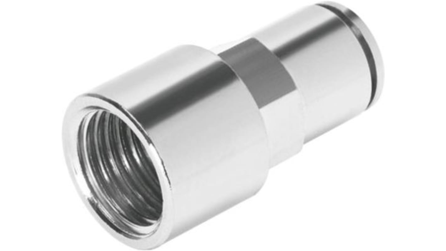 Festo Straight Threaded Adaptor, G 1/8 Female to Push In 8 mm, Threaded-to-Tube Connection Style, 558676