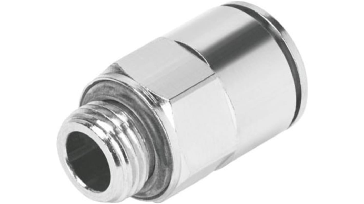 Festo Straight Threaded Adaptor, G 1/8 Male to Push In 8 mm, Threaded-to-Tube Connection Style, 558663