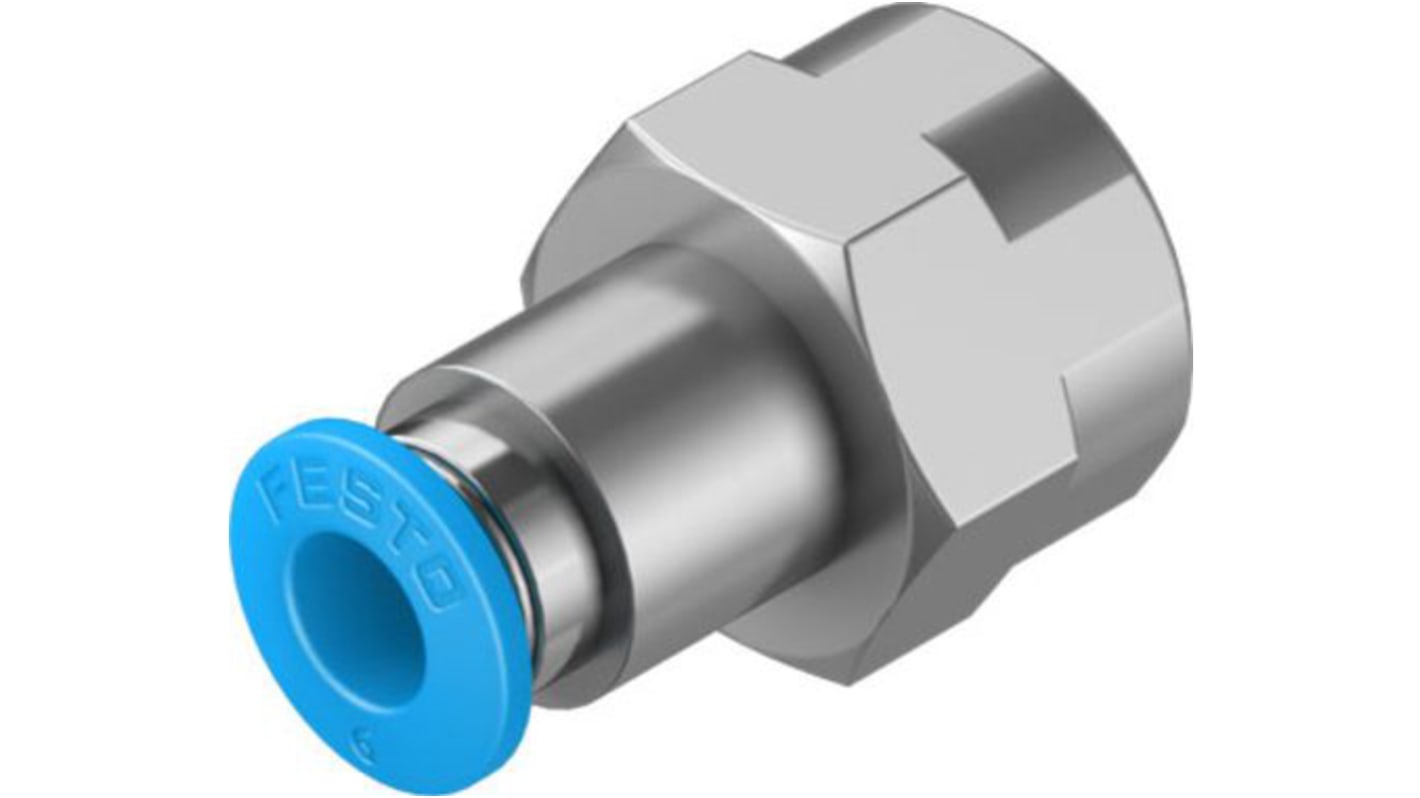 Festo Straight Threaded Adaptor, R 1/4 Female to Push In 6 mm, Threaded-to-Tube Connection Style, 130712