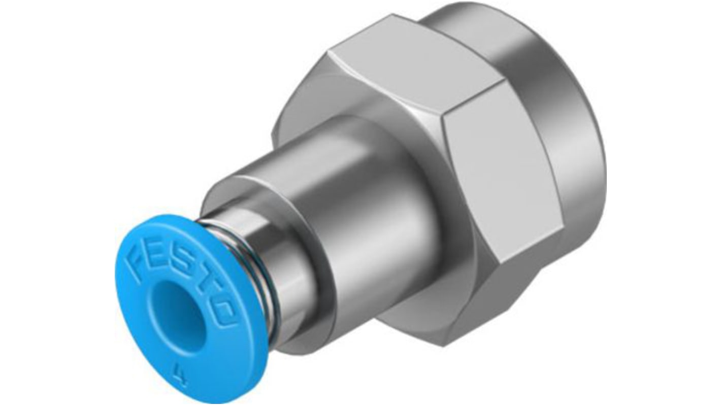 Festo Straight Threaded Adaptor, R 1/8 Male to Push In 4 mm, Threaded-to-Tube Connection Style, 130709