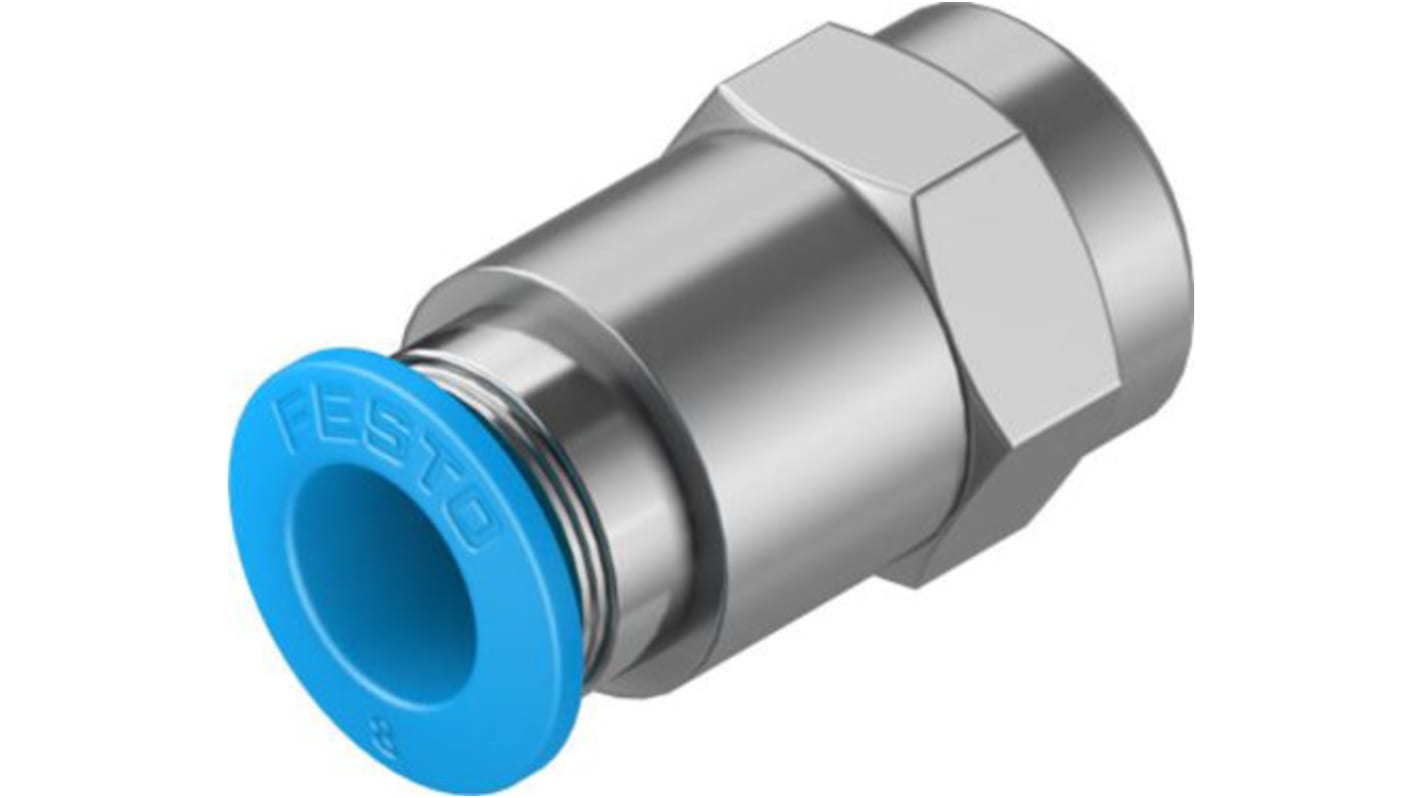 Festo Straight Threaded Adaptor, R 1/8 Male to Push In 8 mm, Threaded-to-Tube Connection Style, 130711