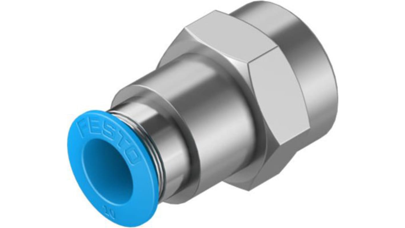 Festo Straight Threaded Adaptor, G 3/8 Female to Push In 10 mm, Threaded-to-Tube Connection Style, 130716