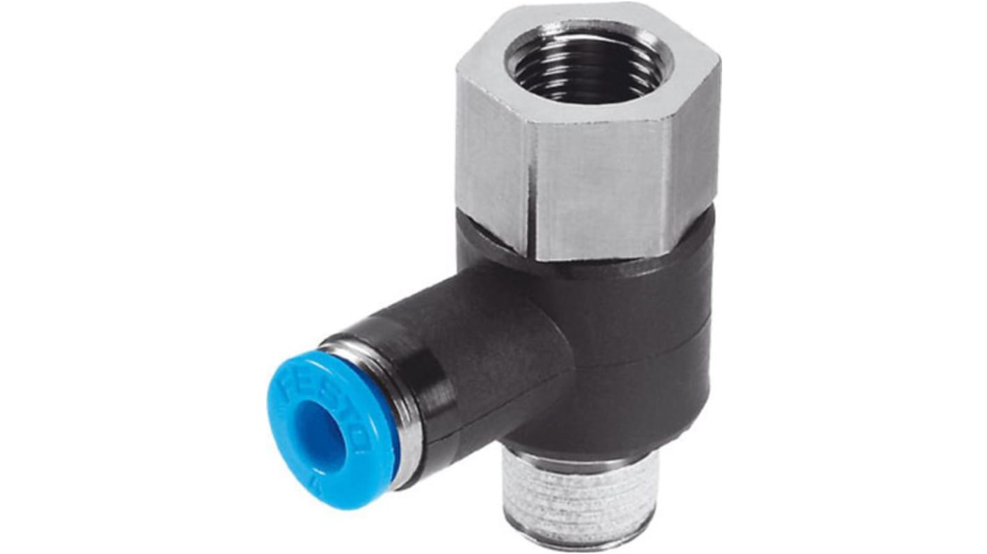 Festo Tee Threaded Adaptor, R 1/4 Female to Push In 8 mm, Threaded-to-Tube Connection Style, 153186