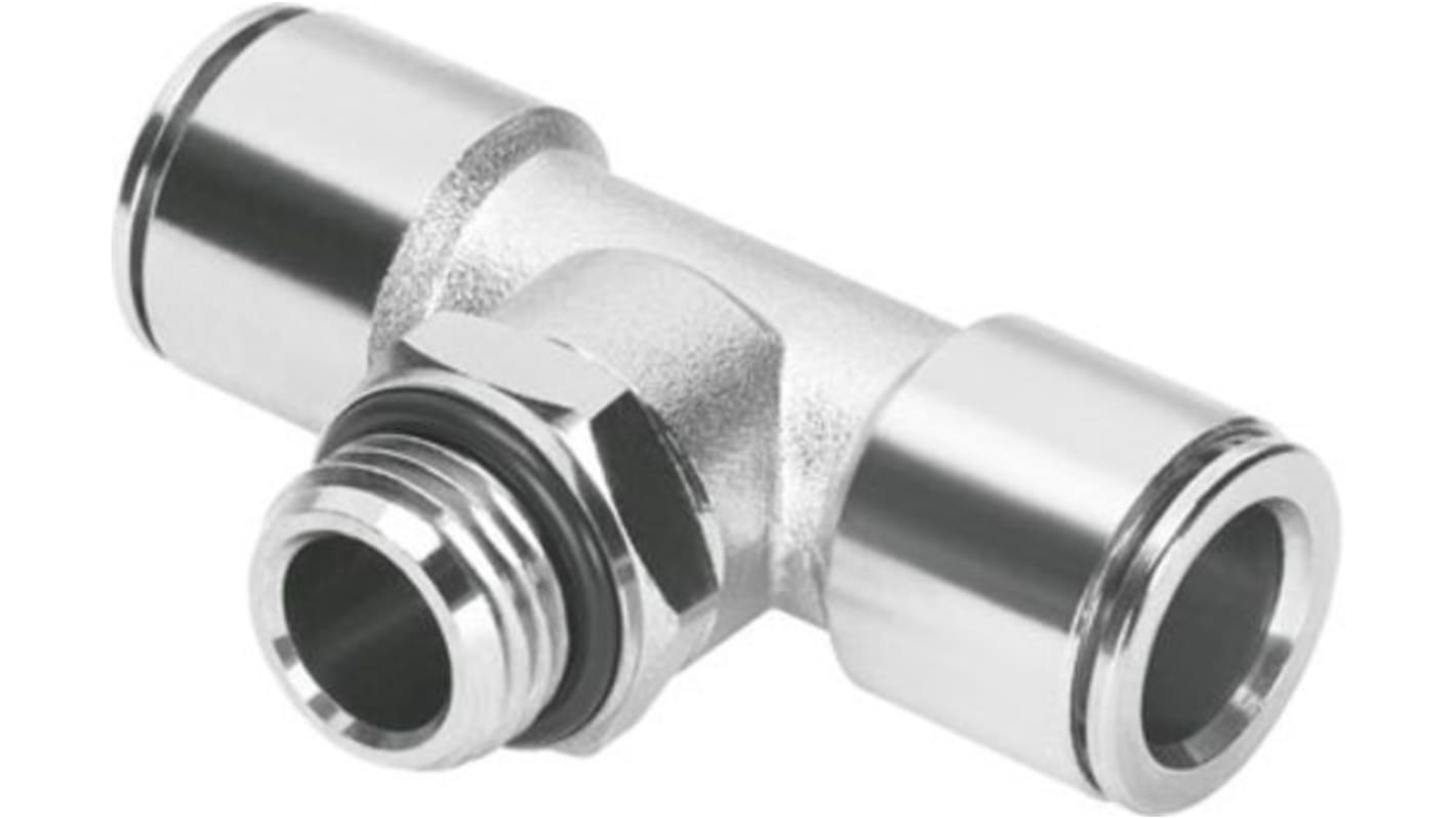 Festo Tee Threaded Adaptor, Push In 8 mm to Push In 8 mm, Threaded-to-Tube Connection Style, 558740