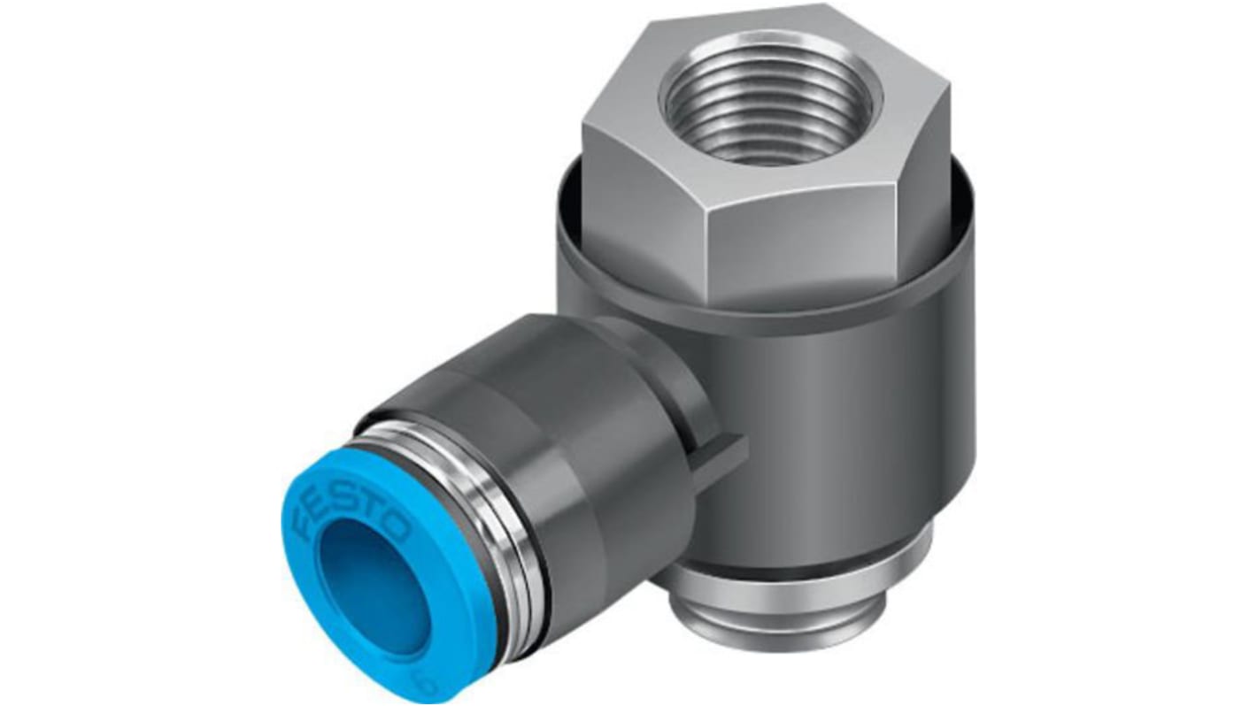 Festo Tee Threaded Adaptor, G 1/8 Female to Push In 8 mm, Threaded-to-Tube Connection Style, 186202